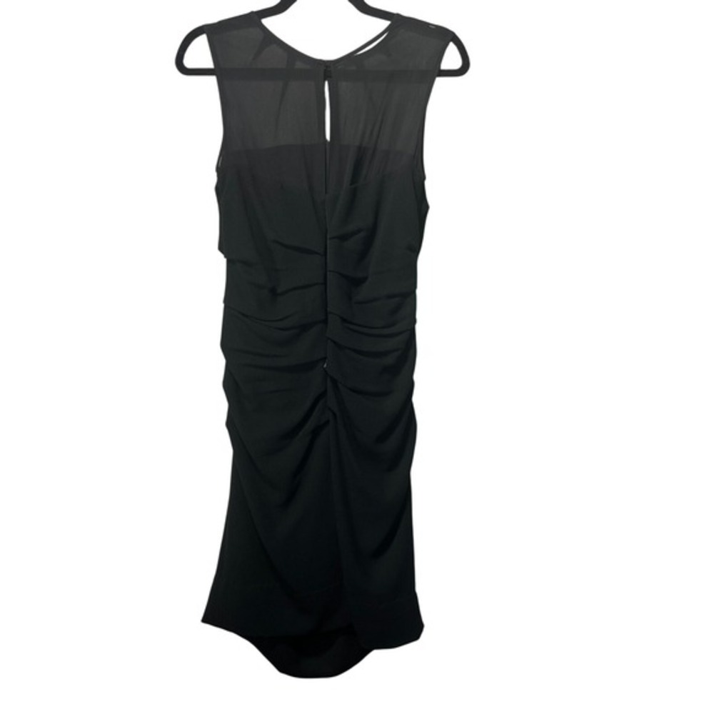 Black Dress Sheer Panel Sleeveless Ruched Bodycon Cocktail Party‎